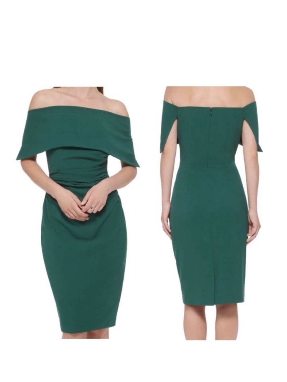 Vince Camuto Forest Green Strapless Draped Sheath Dress